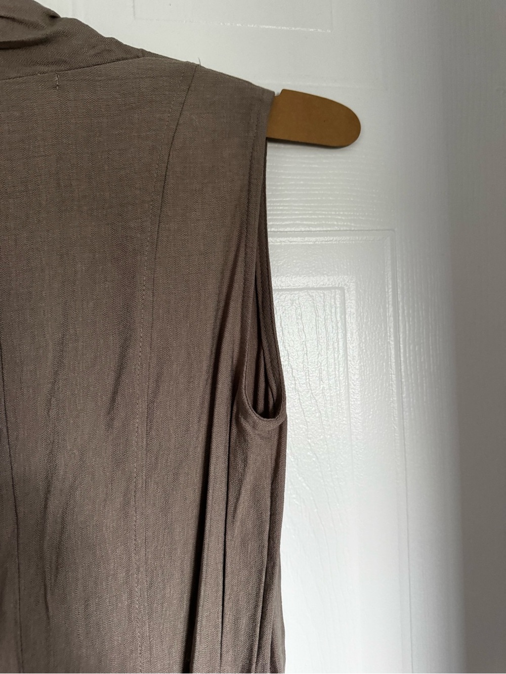 Sleeveless Taupe Wrap Tunic with Waist Tie - Picture 11 of 16